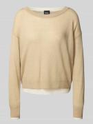 BOSS Relaxed Fit Strickpullover aus Woll-Mix Modell 'FEMOK' in Beige M...