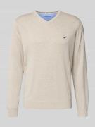 Fynch-Hatton Strickpullover mit Logo-Detail in Offwhite, Größe L