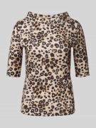 Marc Cain Regular Fit T-Shirt mit Allover-Animal-Print in Camel, Größe...