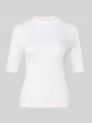 comma Strickpullover mit gerippten Abschlüssen in Weiss, Größe 34