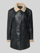 Cabrini Lederjacke mit Teddyfell und Zweiwege-Reißverschluss in Black,...