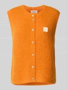 American Vintage Strickweste mit Label-Patch in Orange, Größe L