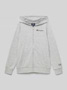 CHAMPION Sweatjacke mit Label-Stitching in Mittelgrau Melange, Größe 1...