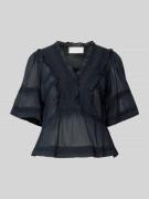 Neo Noir Regular Fit Bluse mit V-Ausschnitt Modell 'Evienne' in Dunkel...