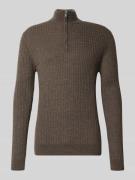 Matinique Strickpullover mit Troyer-Kragen Modell 'mason' in Dunkelbra...