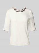 Marc Cain Regular Fit T-Shirt mit Animal-Print in Offwhite, Größe 34