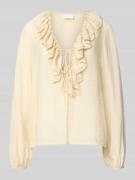 Jake*s Collection Blusenshirt mit V-Ausschnitt in Ecru, Größe 42