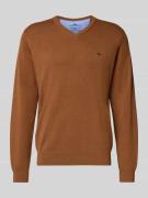 Fynch-Hatton Strickpullover mit Logo-Detail in Mittelbraun, Größe M