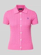 Polo Ralph Lauren Strickshirt mit Logo-Stitching in Pink, Größe L
