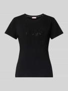 LIU JO SPORT T-Shirt mit Strasssteinbesatz in Black, Größe M