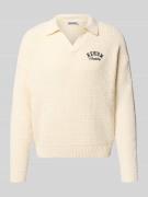REVIEW Strickpullover mit Label-Stitching in Ecru, Größe XXL