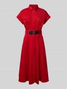 Lauren Ralph Lauren Midikleid mit Hemdblusenkragen in Rot, Größe 38