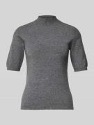 Liu Jo White Strickshirt mit Stehkragen in Mittelgrau, Größe M