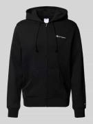 CHAMPION Sweatjacke mit Label-Stitching in Black, Größe L