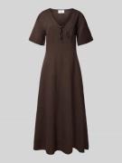 Neo Noir Leinenkleid mit 1/2-Arm Modell 'Ilsie' in Dunkelbraun, Größe ...