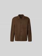Officine Générale Regular Fit Hemdjacke aus reiner Wolle in Mittelbrau...