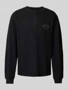 REVIEW Longsleeve mit Label-Stitching in Black, Größe L