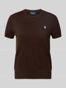Polo Ralph Lauren Strickshirt mit Logo-Stitching in Schoko, Größe L