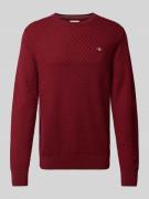 Gant Strickpullover mit Rundhalsausschnitt und Logo-Stitching in Borde...
