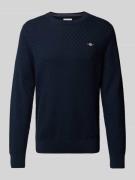 Gant Regular Fit Strickpullover aus reiner Baumwolle in Dunkelblau, Gr...