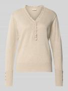 FREE/QUENT Strickpullover mit kurzer Knopfleiste Modell 'KATIE' in Off...