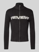 REVIEW Strickjacke mit Stehkragen in Black, Größe S