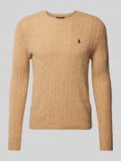Polo Ralph Lauren Strickpullover mit Logo-Stitching in Camel, Größe S