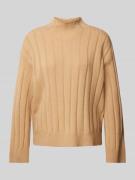 Gant Strickpullover mit Stehkragen in Hellbraun, Größe M