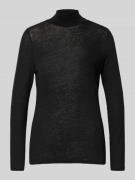 comma Longsleeve mit geripptem Stehkragen in Black, Größe 34
