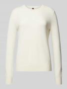 Stefanel Strickpullover mit Rundhalsausschnitt in Offwhite, Größe XS