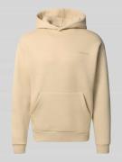 REVIEW Hoodie mit Label-Print in Beige, Größe L