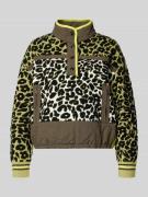 Marc Cain Strickpullover mit Stehkragen in Khaki, Größe 40