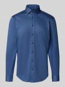 Jake*s Slim Fit Business-Hemd mit Strukturmuster in Royal, Größe 37/38