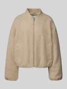 Jake*s Casual Bomberjacke mit Stehkragen in Beige Melange, Größe 34
