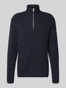 Lindbergh Strickpullover mit Troyer-Kragen in Marine, Größe XXL