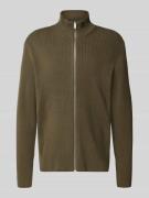 Lindbergh Strickjacke mit Strukturmuster in Oliv, Größe M