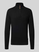 Lindbergh Troyer mit Zopfmuster und Label-Detail in Black, Größe M