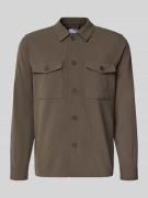 Lindbergh Hemdjacke mit Knopfleiste in Schlamm, Größe L