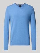 Christian Berg Men Kaschmirpullover mit V-Ausschnitt in Hellblau Melan...