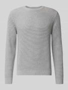 REVIEW Strickpullover mit Strukturmuster in Hellgrau Melange, Größe XL