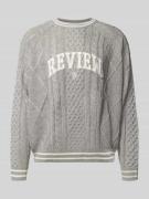 REVIEW Strickpullover mit Label-Stitching in Hellgrau Melange, Größe X...