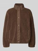 Jake*s Casual Sweatjacke mit Teddyfell in Dunkelbraun, Größe XXL
