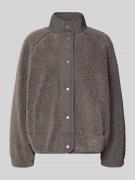 Jake*s Casual Sweatjacke mit Teddyfell in Dunkelgrau, Größe S