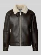 JAKE*S STUDIO MEN Regular Fit Jacke mit Kunstfellkragen in Dunkelbraun...