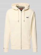 Superdry Sweatjacke mit Logo-Stitching und Kapuze in Offwhite, Größe X...