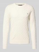 Tommy Hilfiger Regular Fit Strickpullover aus reiner Baumwolle in Ecru...