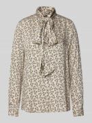 Milano Italy Slim Fit Bluse mit Schleifen-Detail in Offwhite, Größe 38