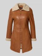 Cabrini Lederjacke mit Teddyfutter in Cognac, Größe 36