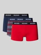 HUGO Slim Fit Trunks aus Baumwoll-Mix im 3er-Pack in Rot, Größe L