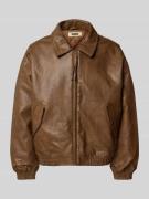 WOODBIRD Jacke in Leder-Optik Modell 'Bao' in Dunkelbraun, Größe L